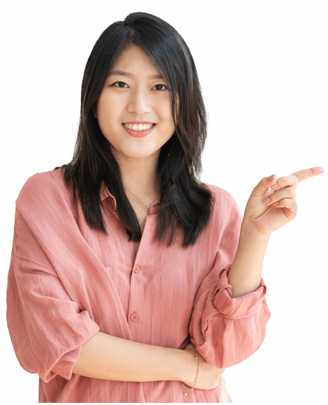 Young_Asian_Women_Pointing Finger to side