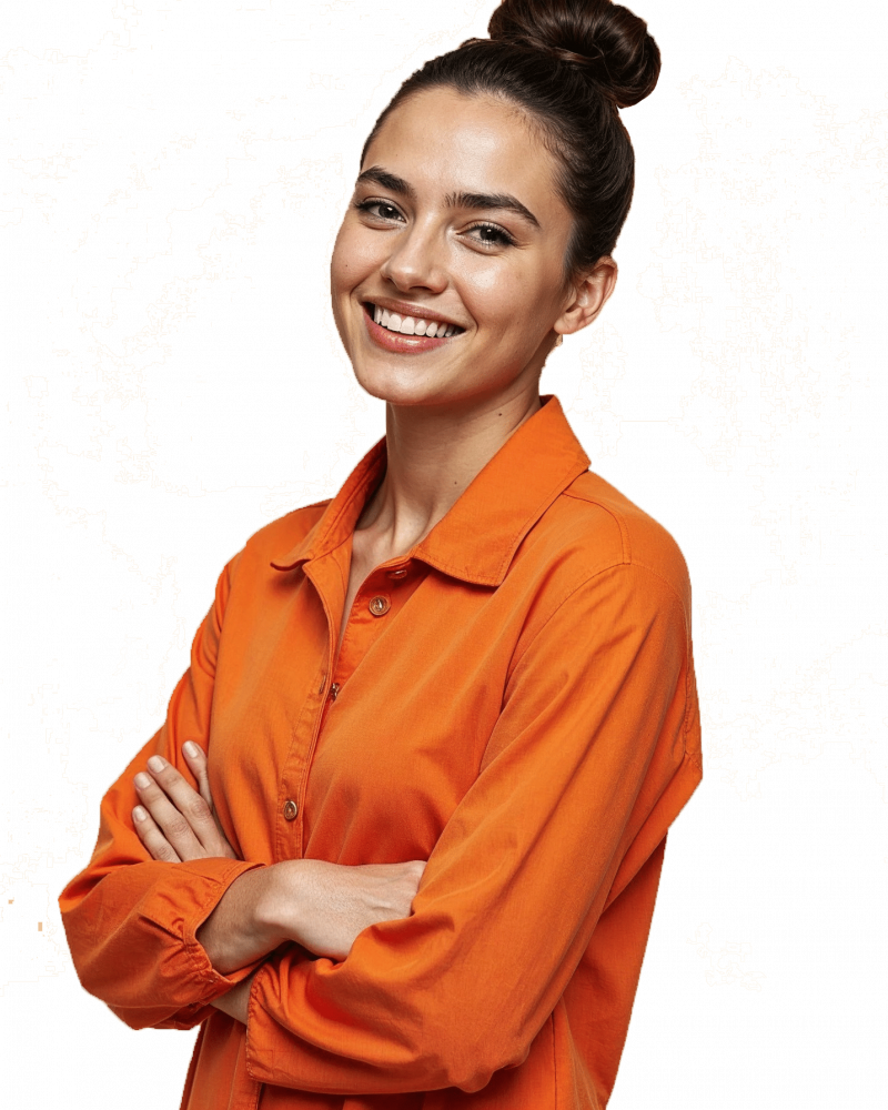 Smiling Young Woman with Arms folded
